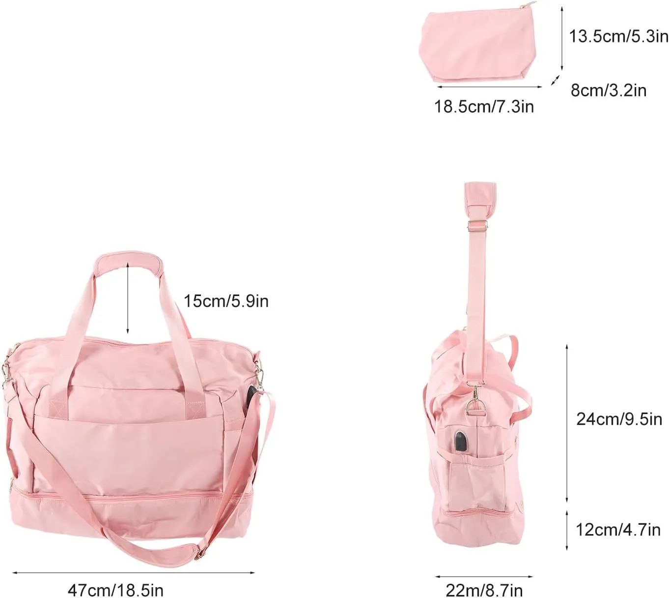 Women Gym Bag, Multiple Pockets Gym Bag Women, Large Capacity Waterproof Workout Travel Bag, Yoga Gym Bag with USB Charging Port, for Fitness Yoga