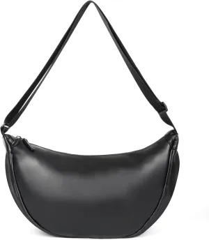 Women Half Round Crescent Bag for Women PU Leather Puffer Shoulder Bag Large Dumpling Bag Hobo Sling Bag