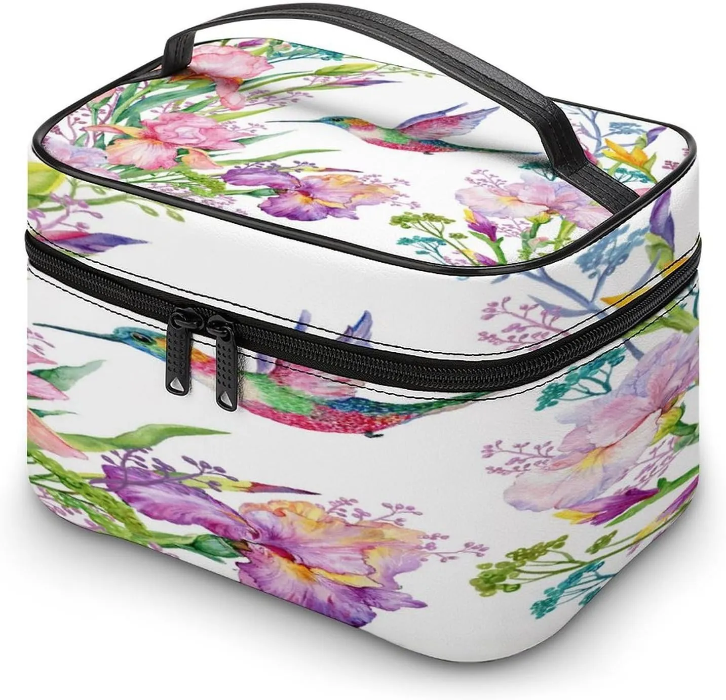 Women Leather Cosmetic Bag, Zipper Makeup Case Purse Holder Pouch Handbag