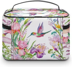 Women Leather Cosmetic Bag, Zipper Makeup Case Purse Holder Pouch Handbag