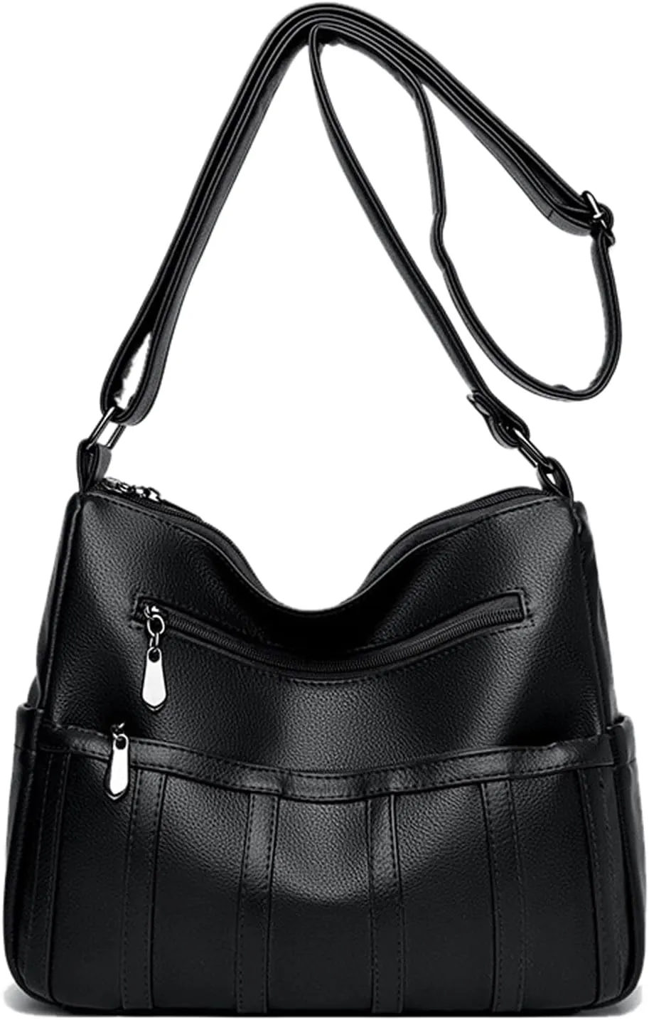 Women Leather Crossbody Bag Solid Color Large Capacity Shoulder Purse Trendy Tote Bag for Mom Seniors