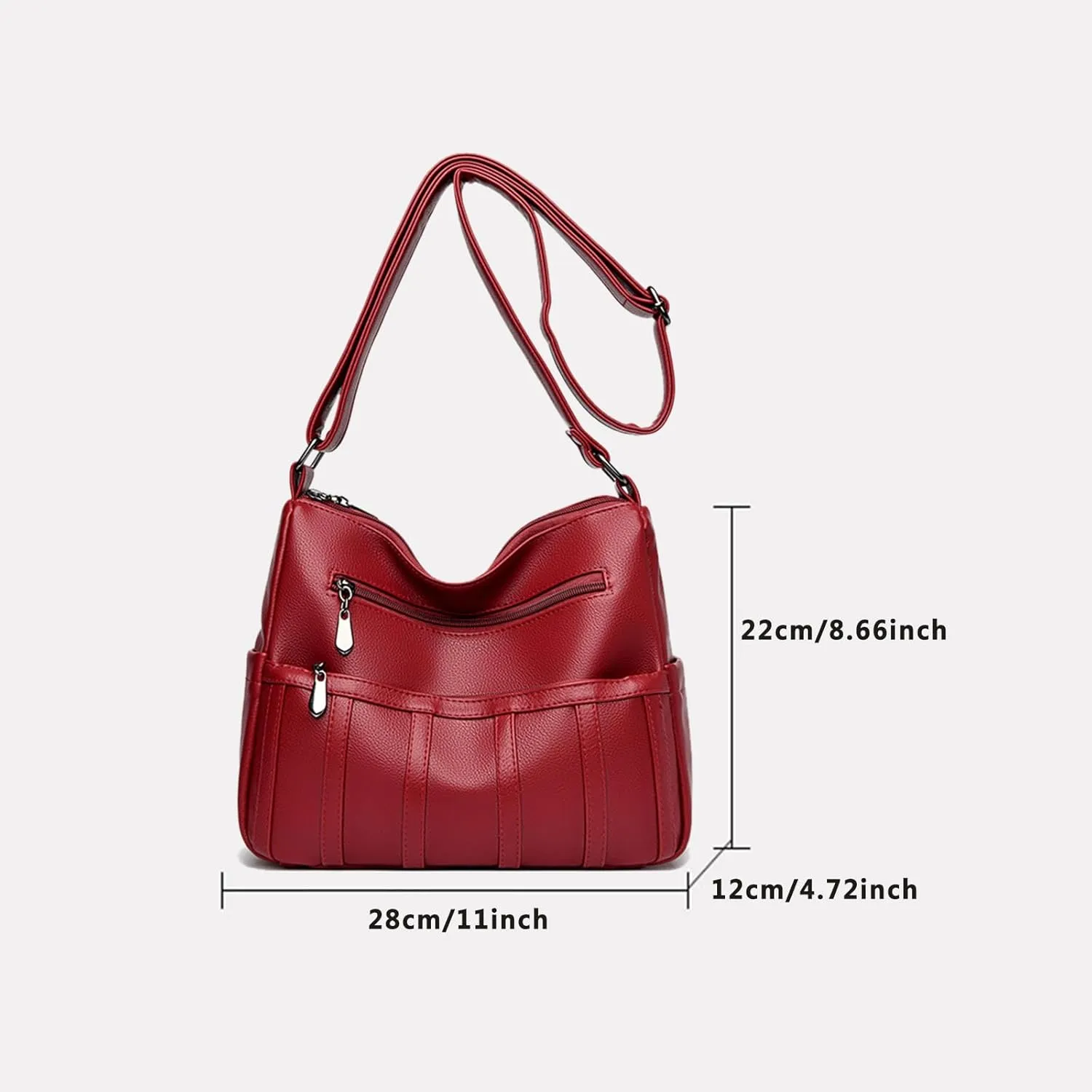 Women Leather Crossbody Bag Solid Color Large Capacity Shoulder Purse Trendy Tote Bag for Mom Seniors