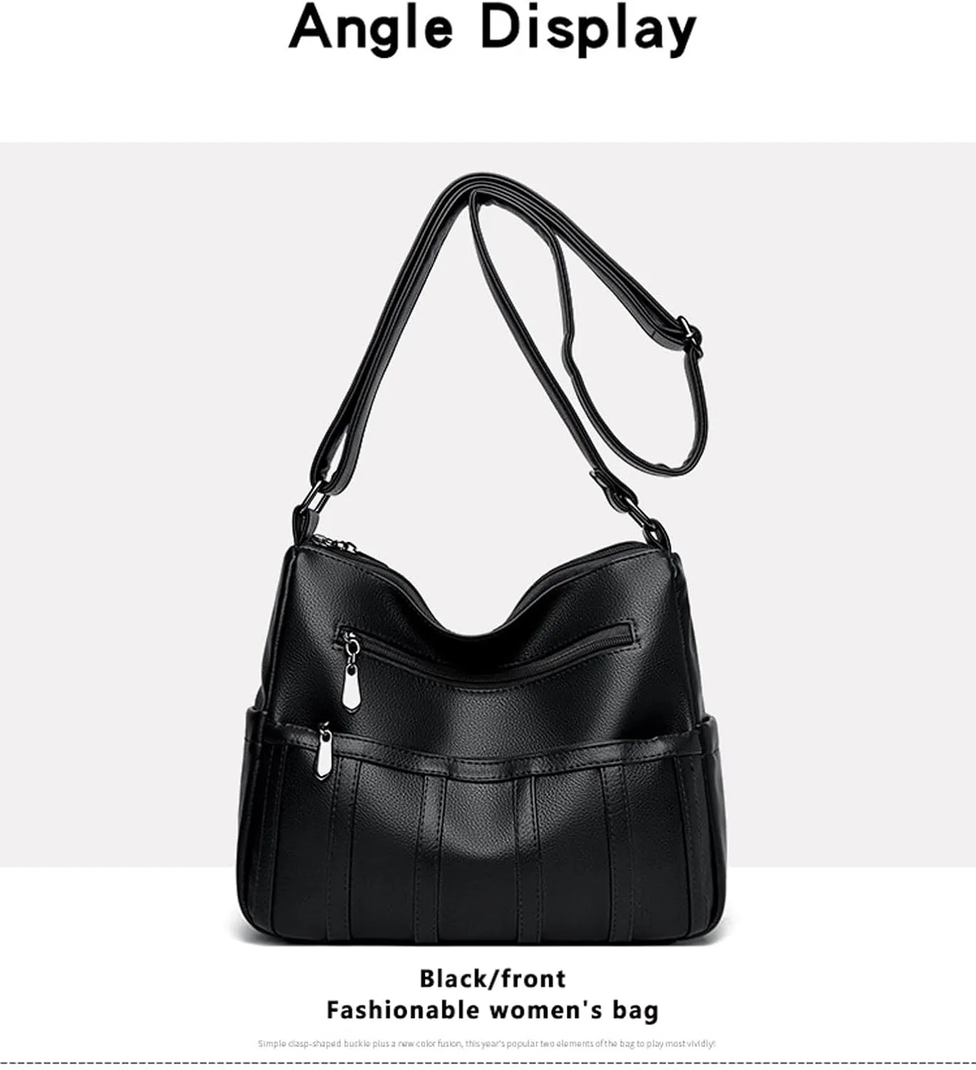 Women Leather Crossbody Bag Solid Color Large Capacity Shoulder Purse Trendy Tote Bag for Mom Seniors