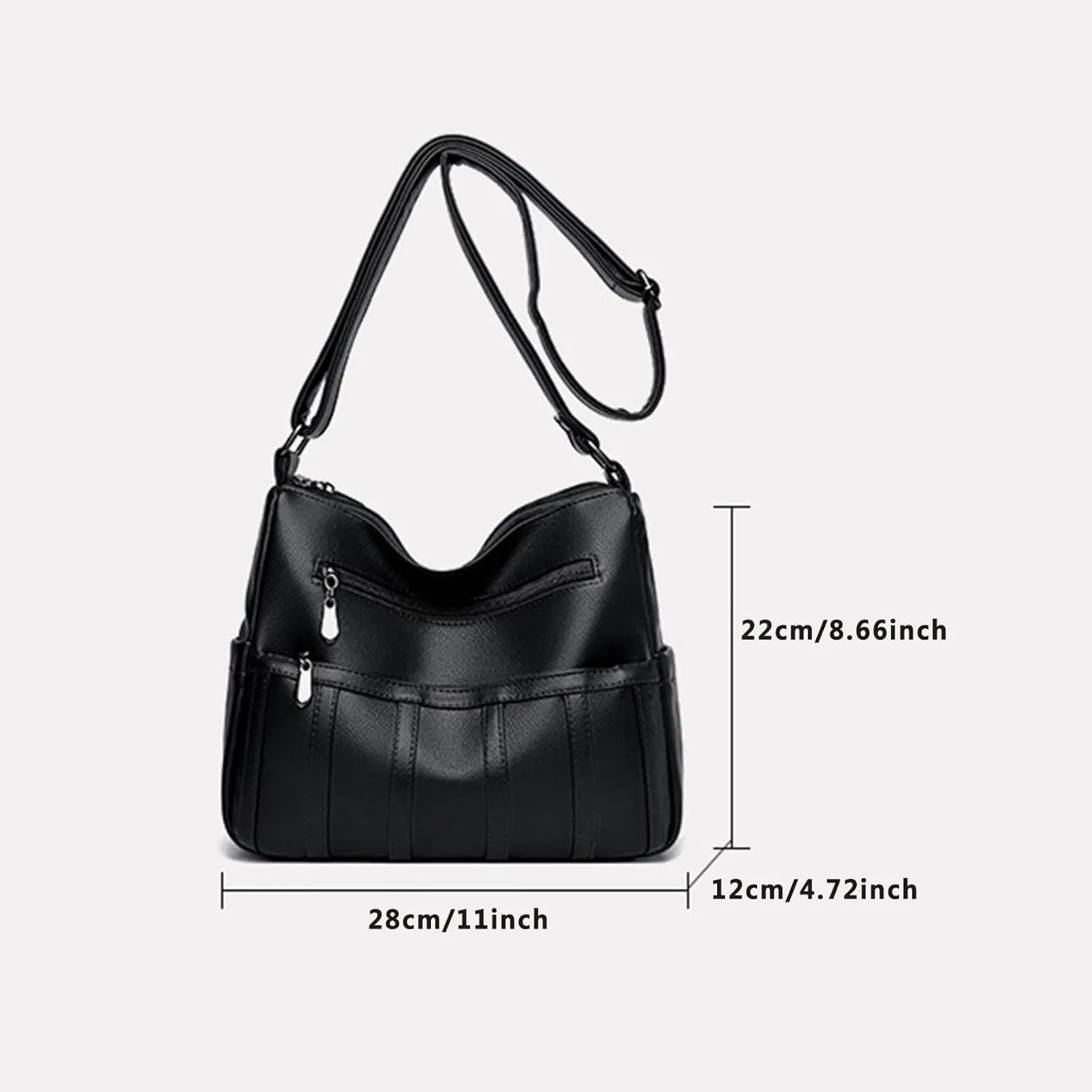 Women Leather Crossbody Bag Solid Color Large Capacity Shoulder Purse Trendy Tote Bag for Mom Seniors