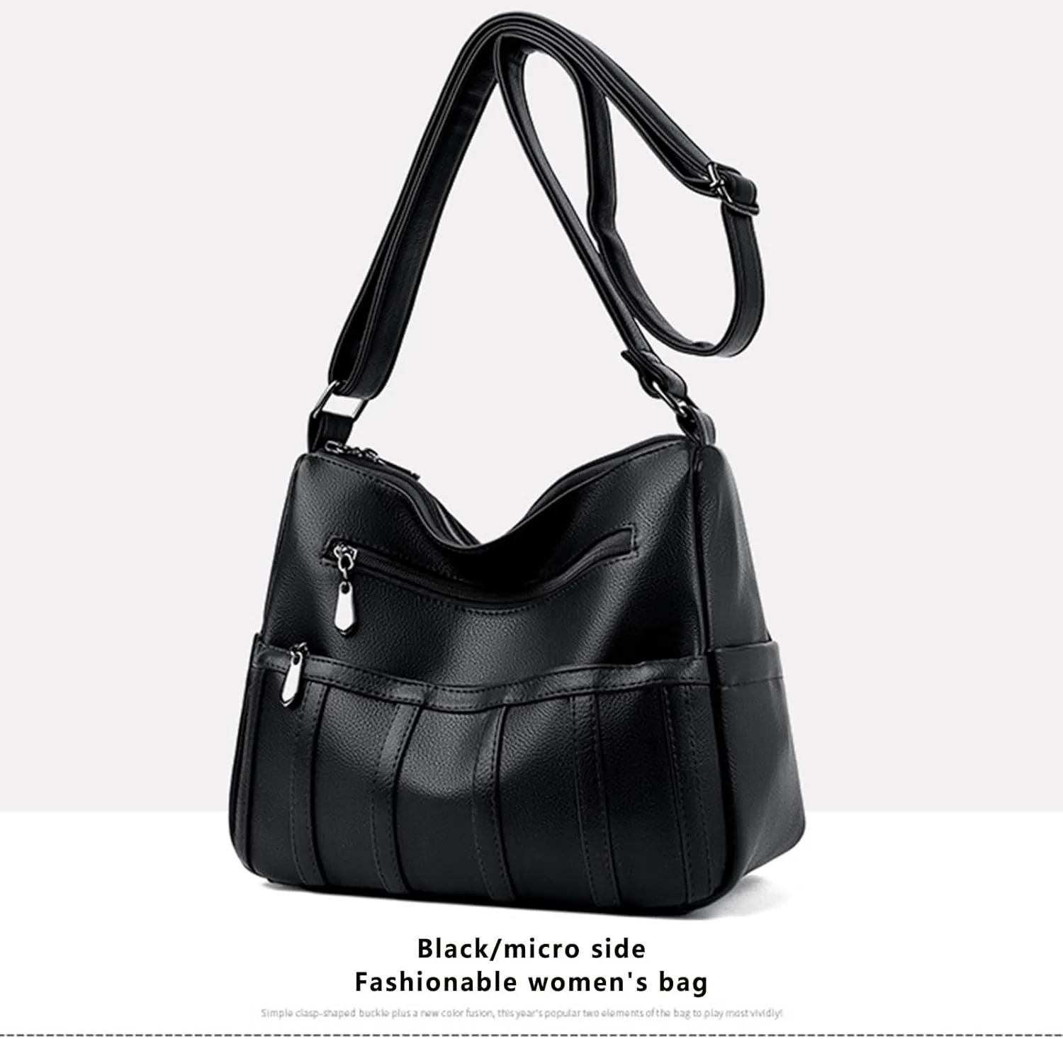 Women Leather Crossbody Bag Solid Color Large Capacity Shoulder Purse Trendy Tote Bag for Mom Seniors