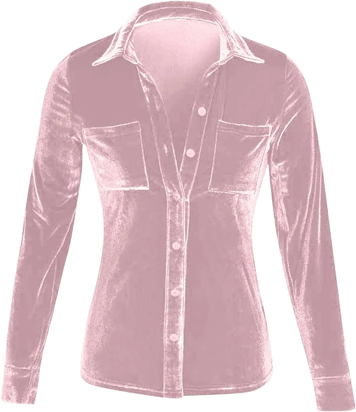 Women Long Sleeve Button Down Tees Simple Solid Color Velvet Shirts Blouse Fashion 2025 Tops