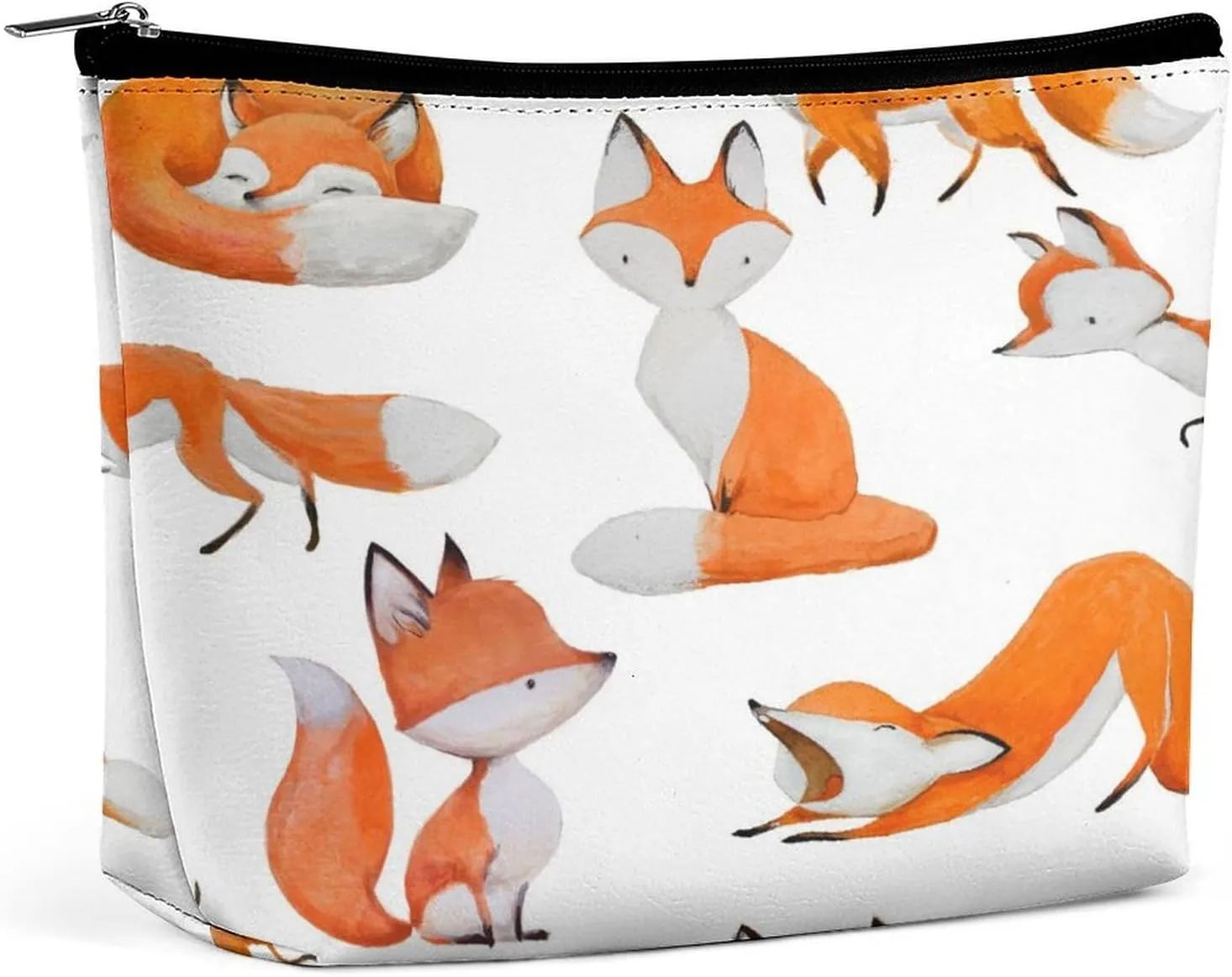Women PU Leather Cosmetic Bag, Makeup Case Purse Holder Zipper Pouch Handbag Organizer Toiletry Storage 6.8x5.9x2.3 in