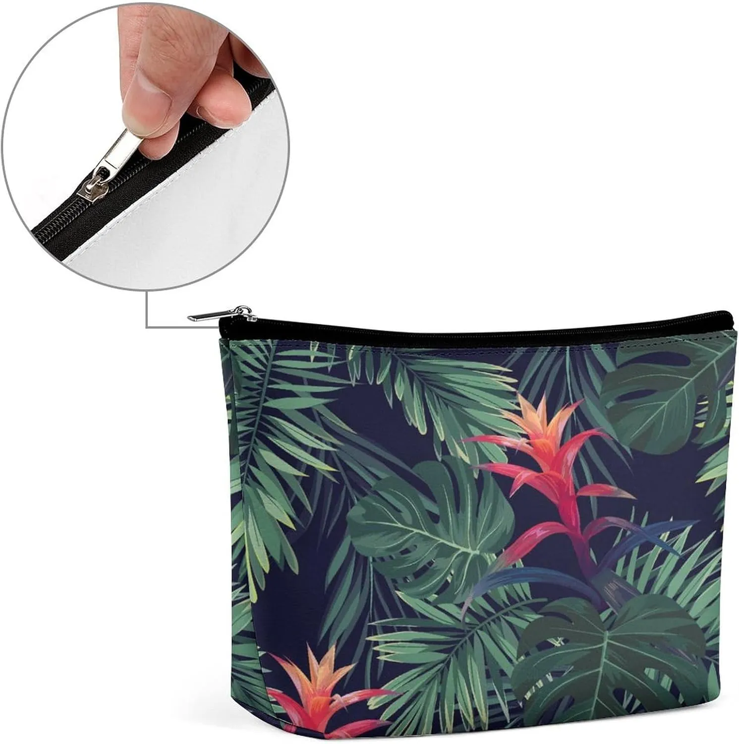 Women PU Leather Cosmetic Bag, Makeup Case Purse Holder Zipper Pouch Handbag Organizer Toiletry Storage 6.8x5.9x2.3 in