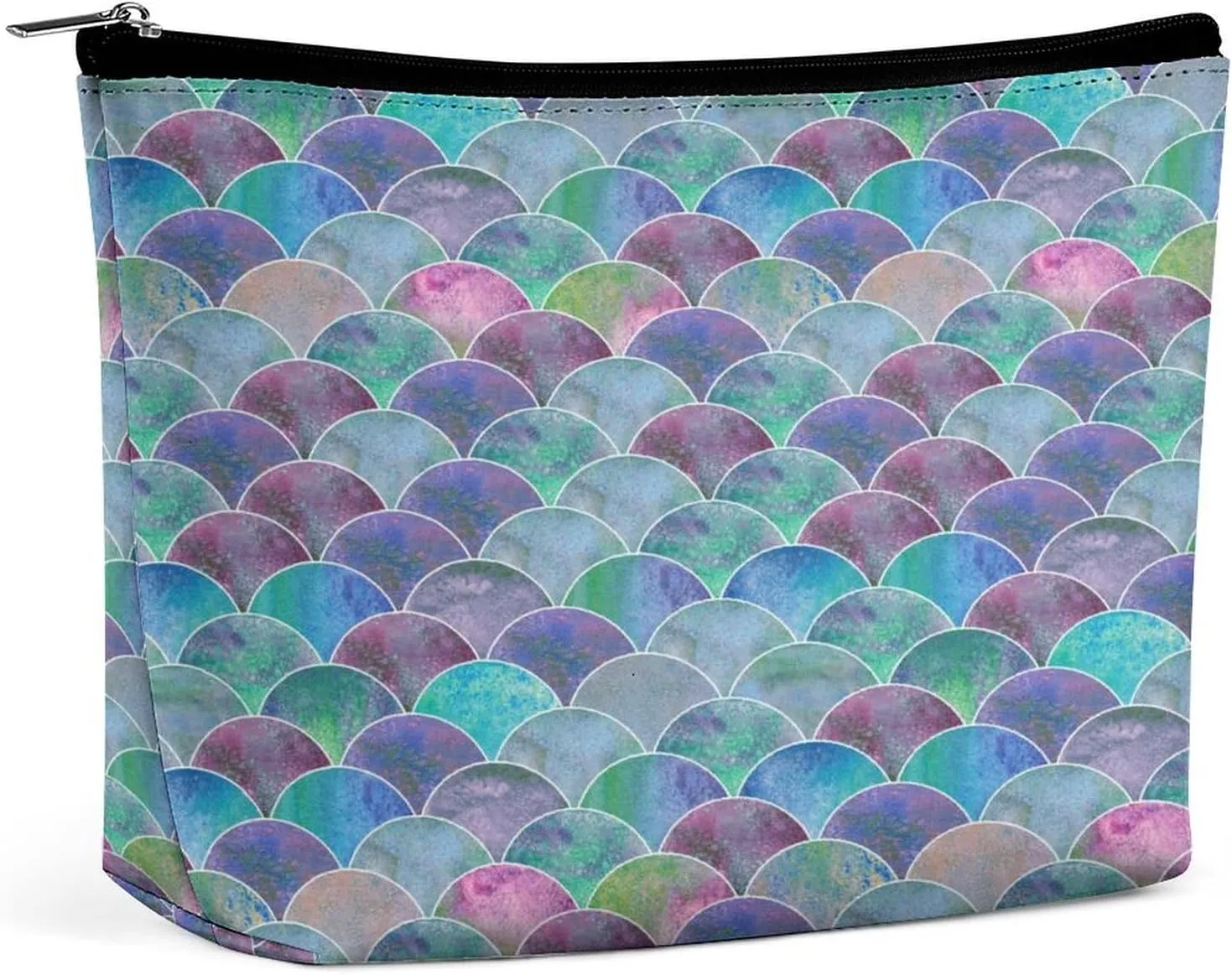 Women PU Leather Cosmetic Bag, Makeup Case Purse Holder Zipper Pouch Handbag Organizer Toiletry Storage 6.8x5.9x2.3 in