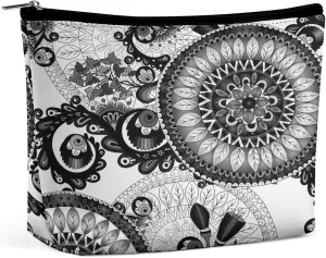 Women PU Leather Cosmetic Bag, Makeup Case Purse Holder Zipper Pouch Handbag Organizer Toiletry Storage 6.8x5.9x2.3 in