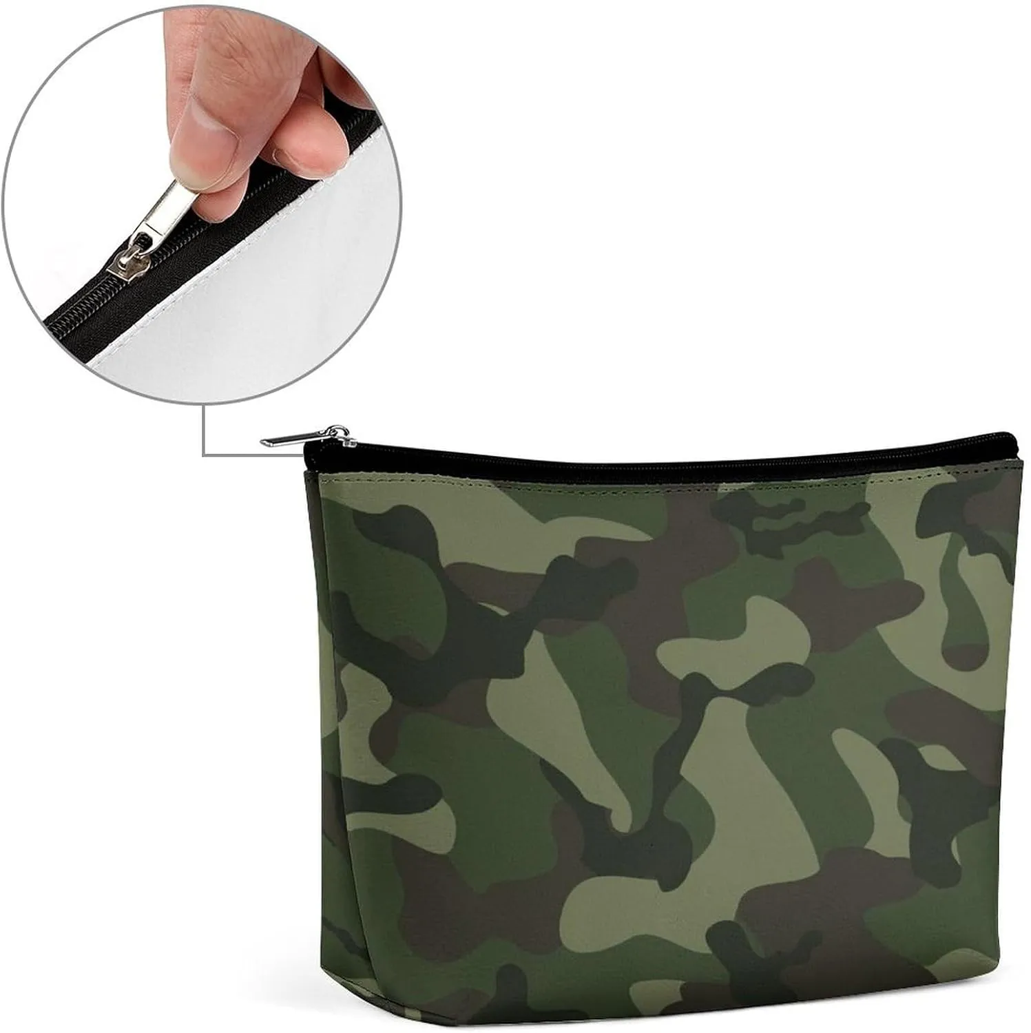 Women PU Leather Cosmetic Bag, Toiletry Storage 6.8x5.9x2.3 in Zipper Pouch Handbag Makeup Case Purse Holder Organizer