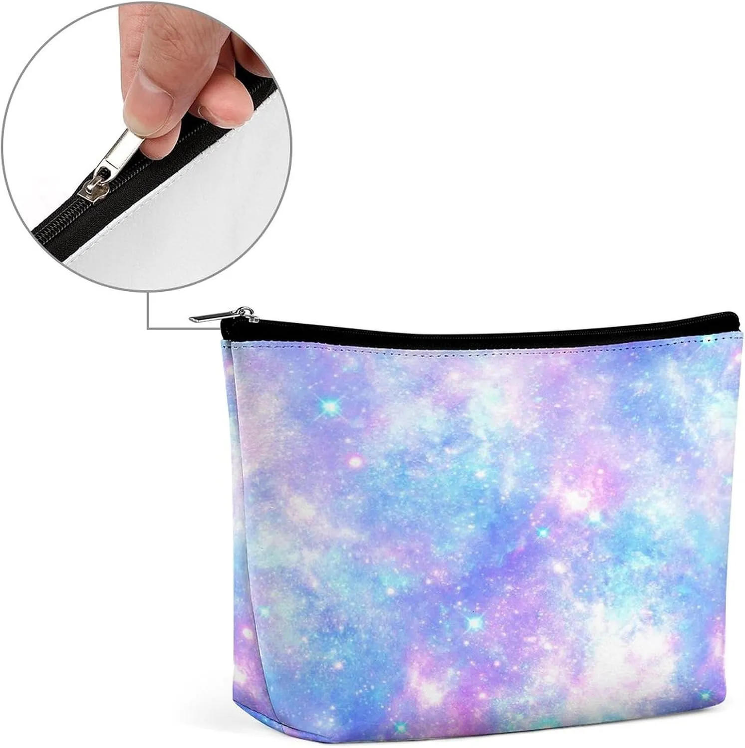 Women PU Leather Cosmetic Bag, Toiletry Storage 6.8x5.9x2.3 in Zipper Pouch Handbag Makeup Case Purse Holder Organizer