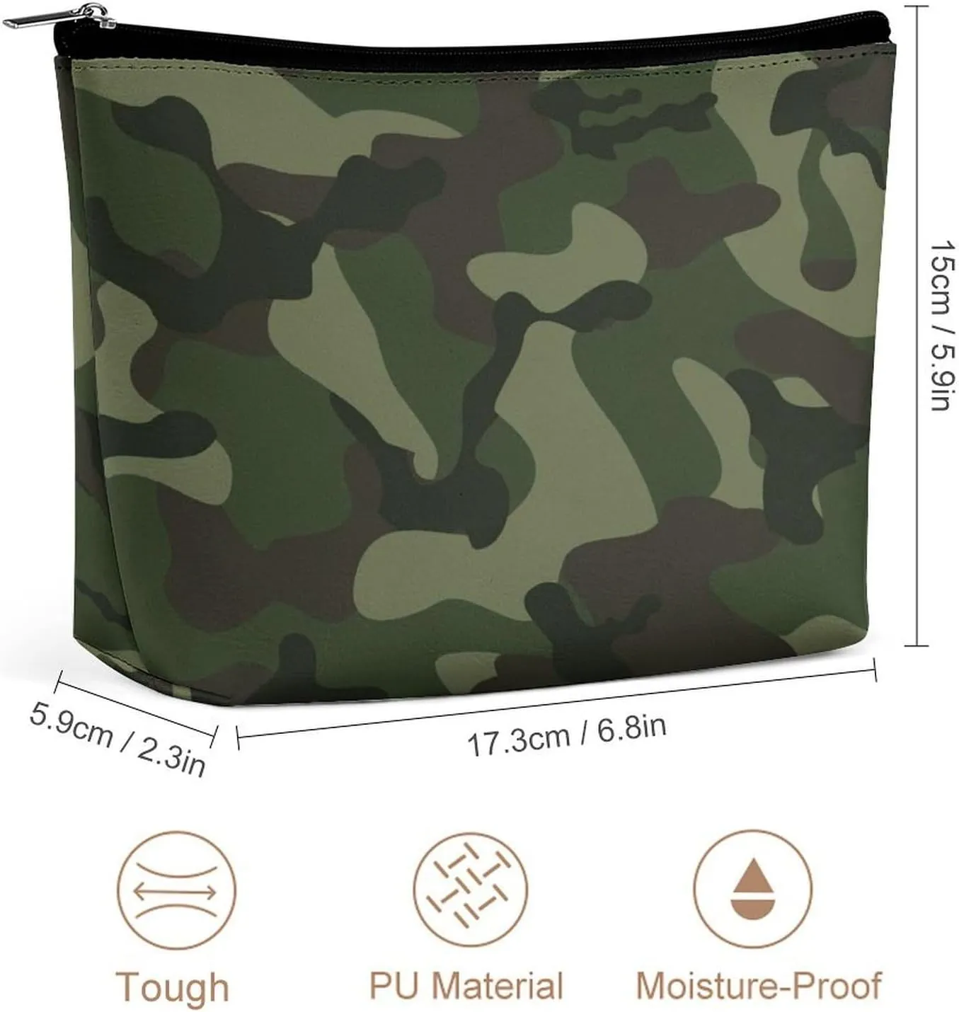 Women PU Leather Cosmetic Bag, Toiletry Storage 6.8x5.9x2.3 in Zipper Pouch Handbag Makeup Case Purse Holder Organizer