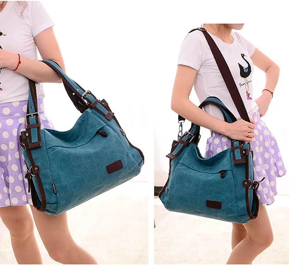 Women Shoulder Bag Canvas Handbag Large Capacity Casual Handbag with Adjustable Shoulder Strap