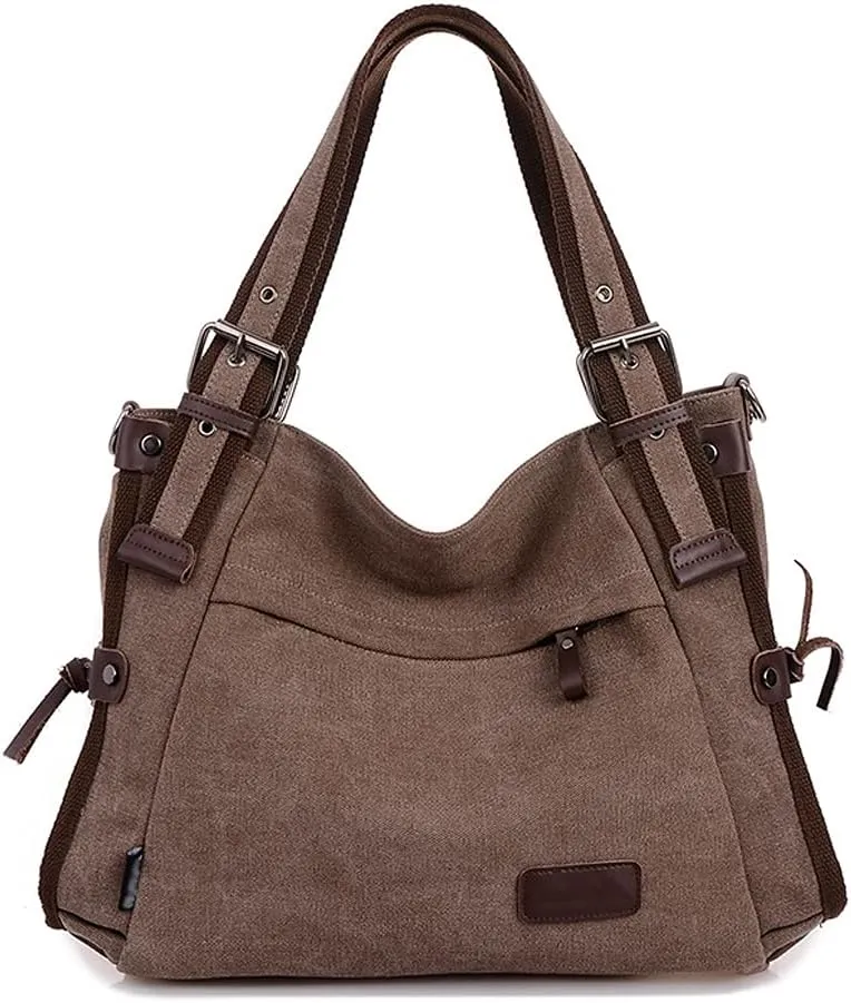 Women Shoulder Bag Canvas Handbag Large Capacity Casual Handbag with Adjustable Shoulder Strap