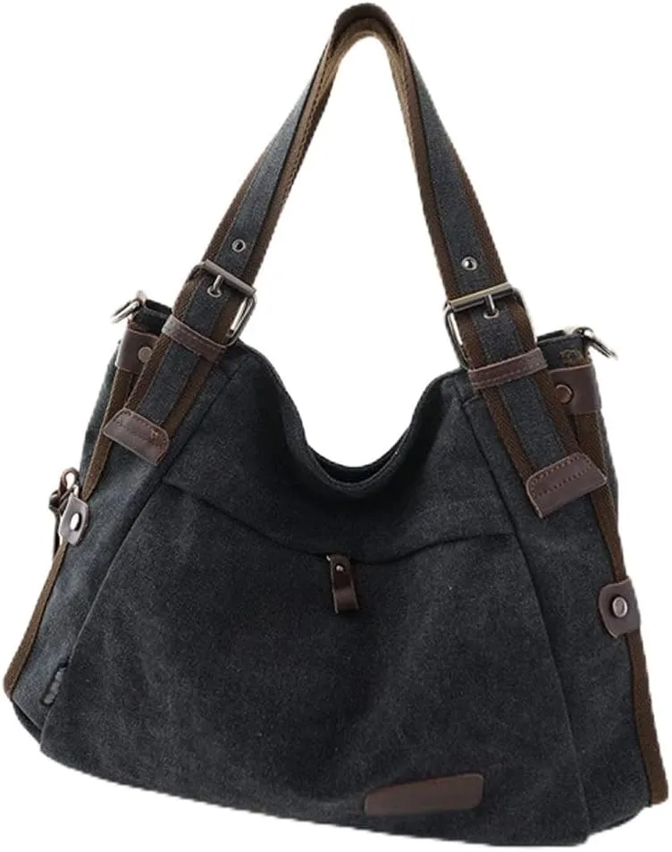 Women Shoulder Bag Canvas Handbag Large Capacity Casual Handbag with Adjustable Shoulder Strap