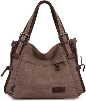 Women Shoulder Bag Canvas Handbag Large Capacity Casual Handbag with Adjustable Shoulder Strap