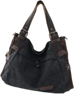 Women Shoulder Bag Canvas Handbag Large Capacity Casual Handbag with Adjustable Shoulder Strap