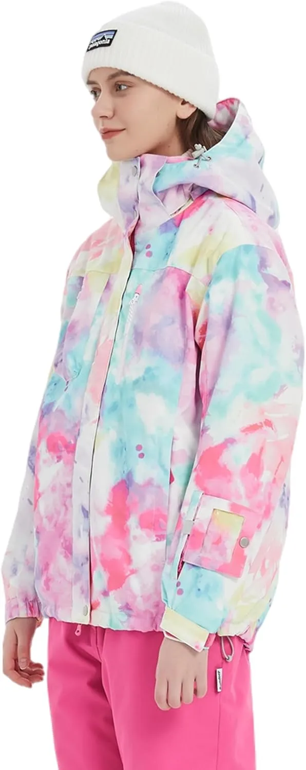 Women Ski Jacket Waterproof Insulated With Hooded Snow Coat for Winter Outdoor Skiing Snowboarding
