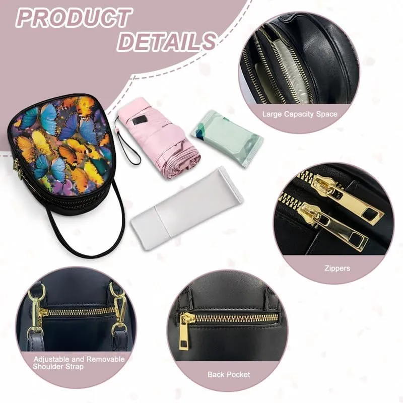 Women Travel Crossbody Cell Phone Purse, PU Leather Wallet Shoulder Bag Zipper Top Handle Handbag Multi Pocket