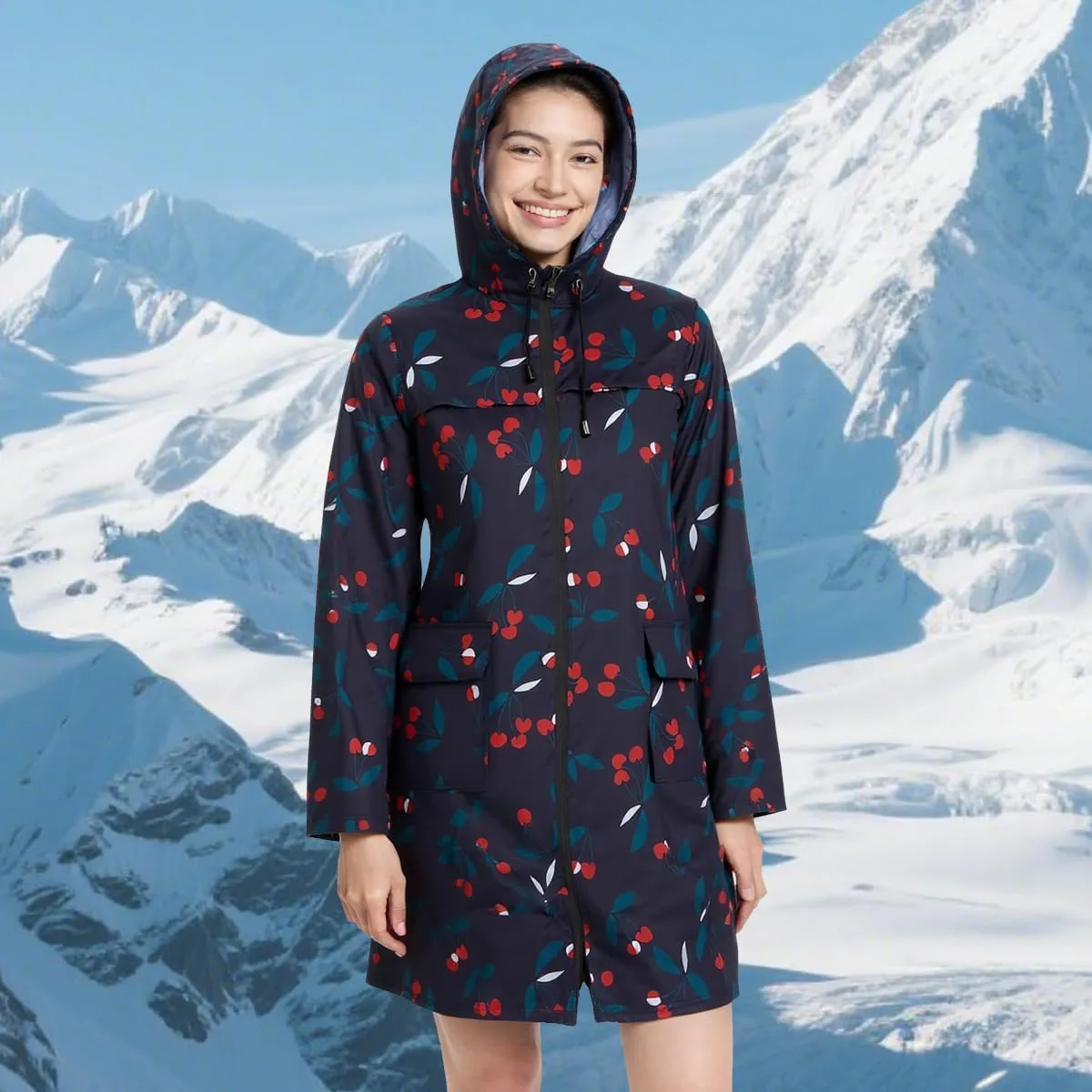 Women Waterproof Lightweight Rain Jacket Outdoor Hooded Raincoat