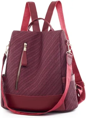 Women's Backpack Casual Daypack Large Capacity College Bookbag Lightweight Fashion Multipurpose Design Handbag Shoulder Bags (Red)