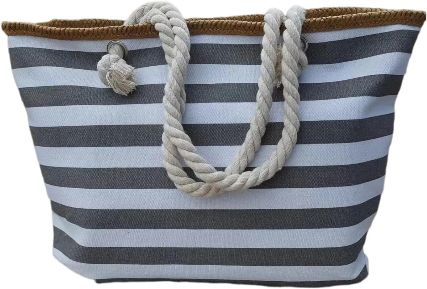 Women's Beach Bag Canvas Handbag Summer High Capacity Stripe Ecology Shopping Beach Tote