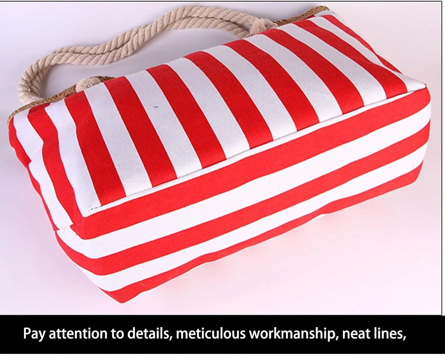 Women's Beach Bag Canvas Handbag Summer High Capacity Stripe Ecology Shopping Beach Tote