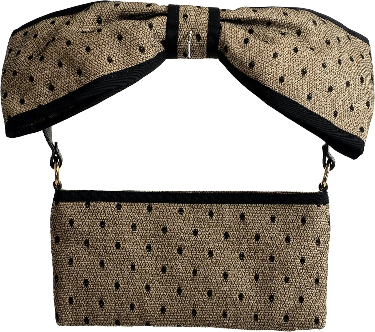 Women's Beige & Black Canvas Shoulder Bag Clutch