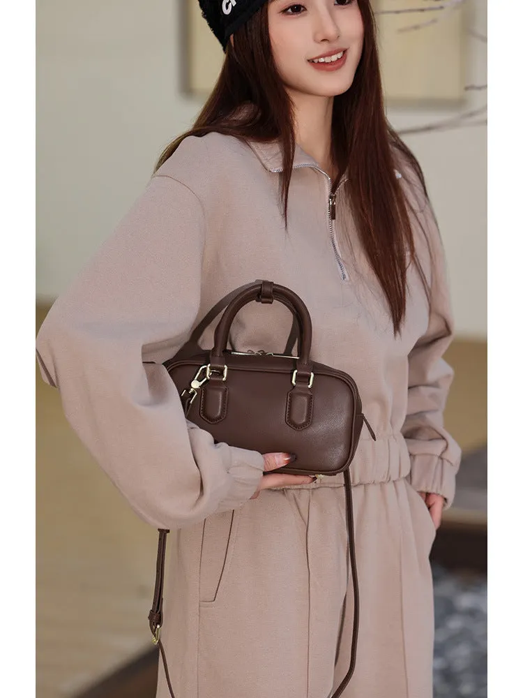 Women's Boston Bowling Niche Pillow Leather Crossbody Bags