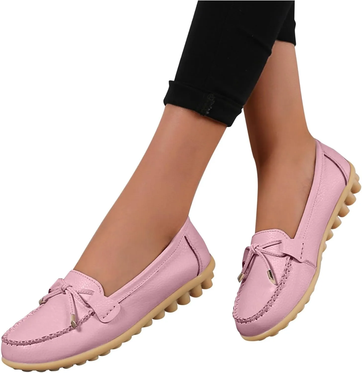 Women's Bowknot Flats Lug Sole Non Slip Single Shoes Casual Convenient Loafers Business Work Shoes Dress Shoes