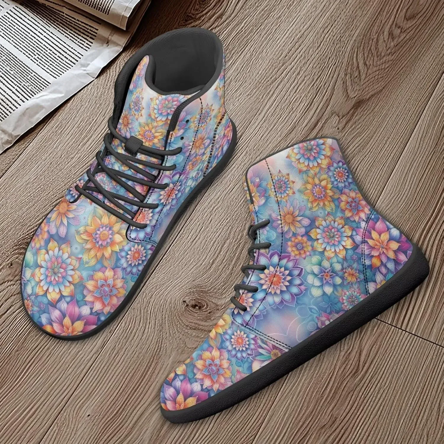 Women's Butterfly High Tops Walking Shoes PU Leather Running Sneakers Business Trainer Sneaker