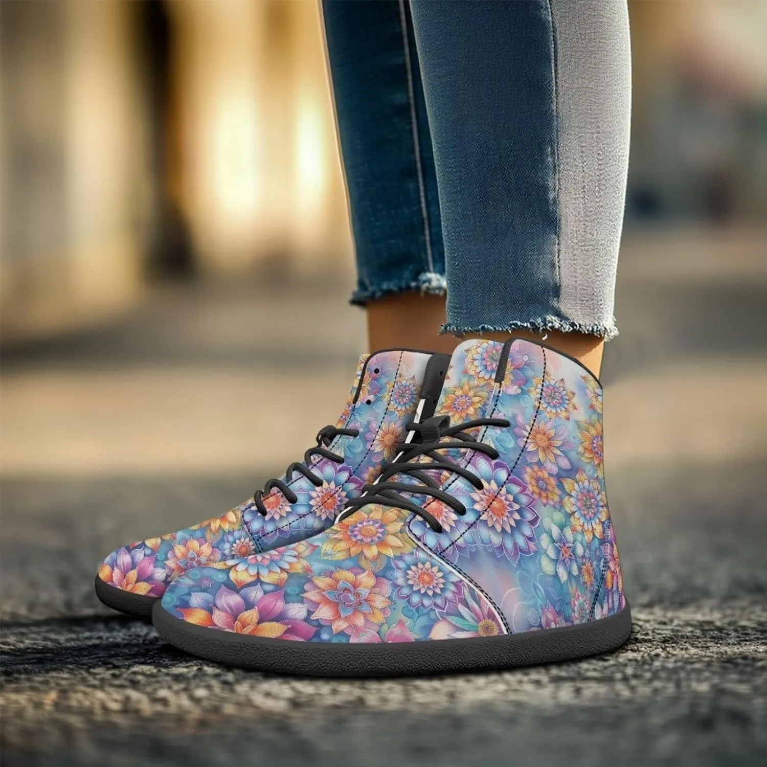 Women's Butterfly High Tops Walking Shoes PU Leather Running Sneakers Business Trainer Sneaker