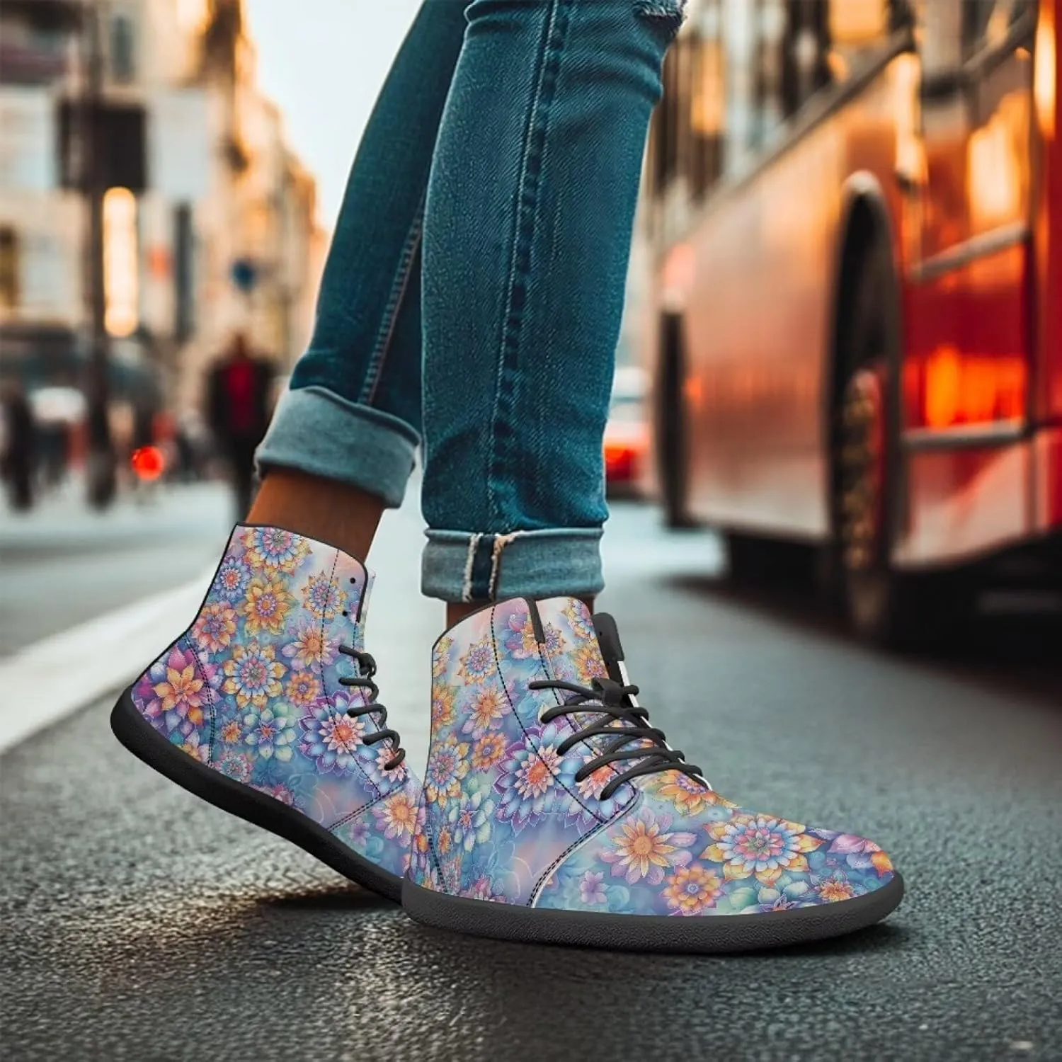 Women's Butterfly High Tops Walking Shoes PU Leather Running Sneakers Business Trainer Sneaker