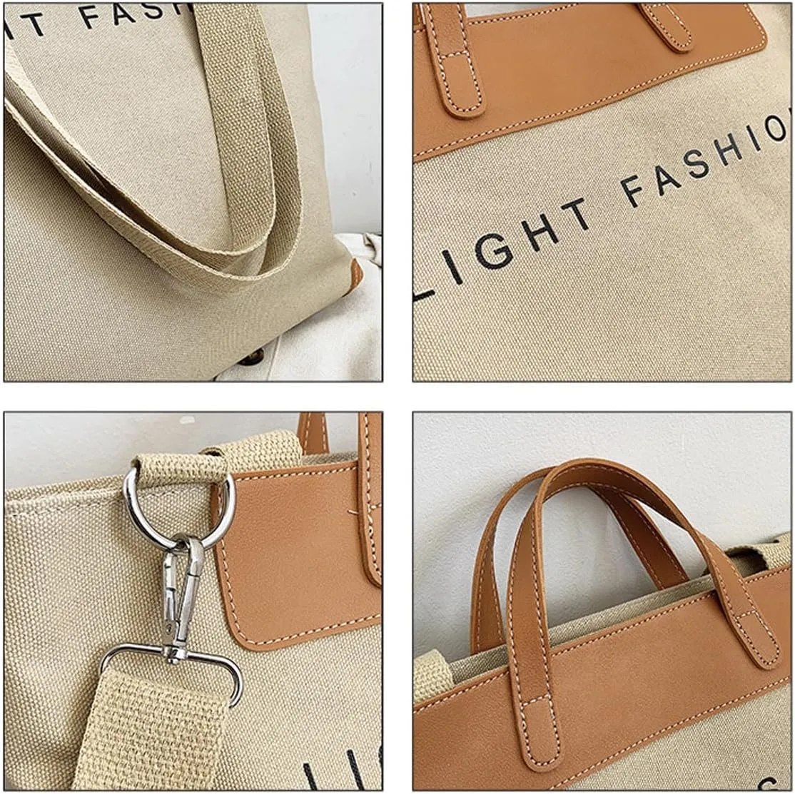Women's canvas handbag, men's and women's casual work crossbody bag, women's large capacity tote bag