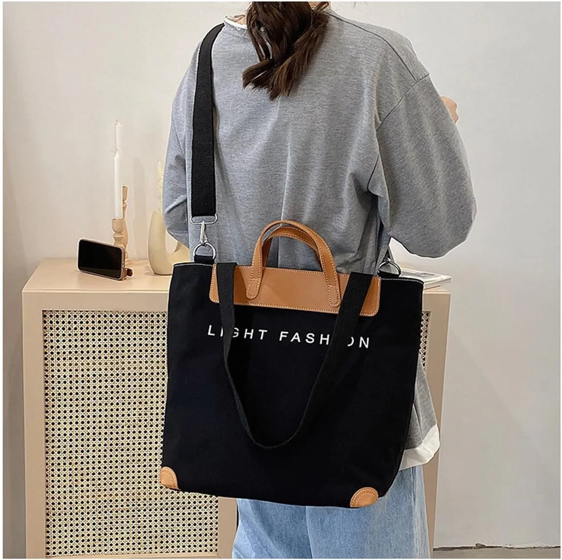 Women's canvas handbag, men's and women's casual work crossbody bag, women's large capacity tote bag