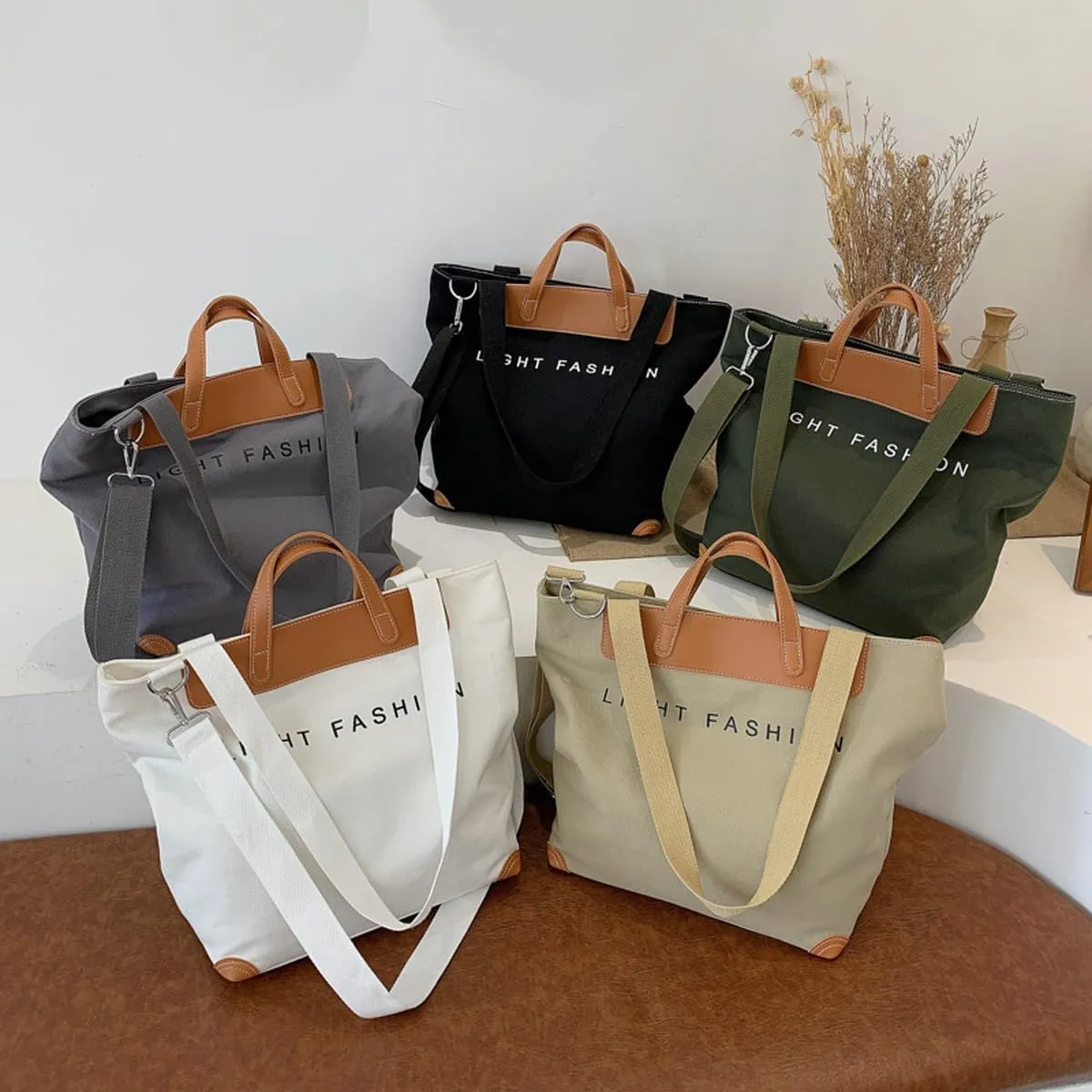 Women's canvas handbag, men's and women's casual work crossbody bag, women's large capacity tote bag