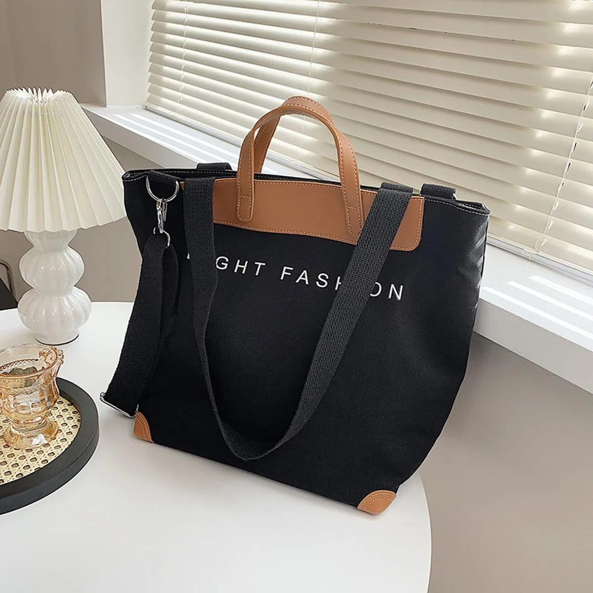 Women's canvas handbag, men's and women's casual work crossbody bag, women's large capacity tote bag