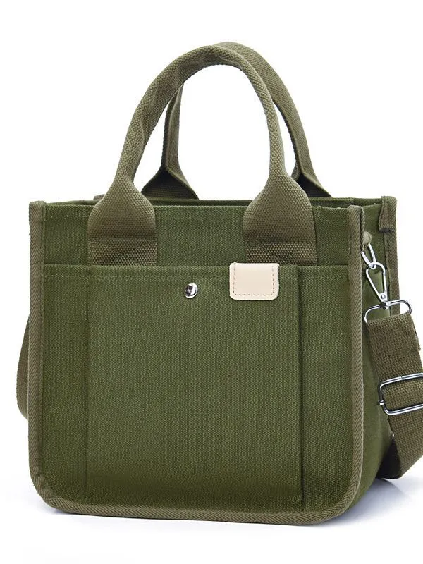 Women's Canvas Simple Artistic Portable Lunch Handbags