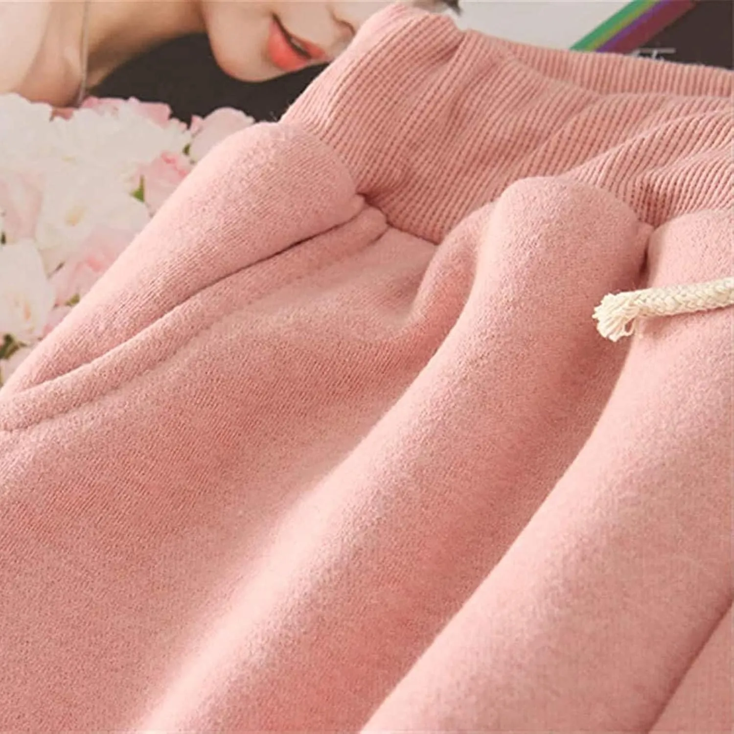 Women's Casual Sherpa Leggings Printed Fleece Lined Winter Warm Pants Thick Athletic Sweatpants Jogger with Pockets