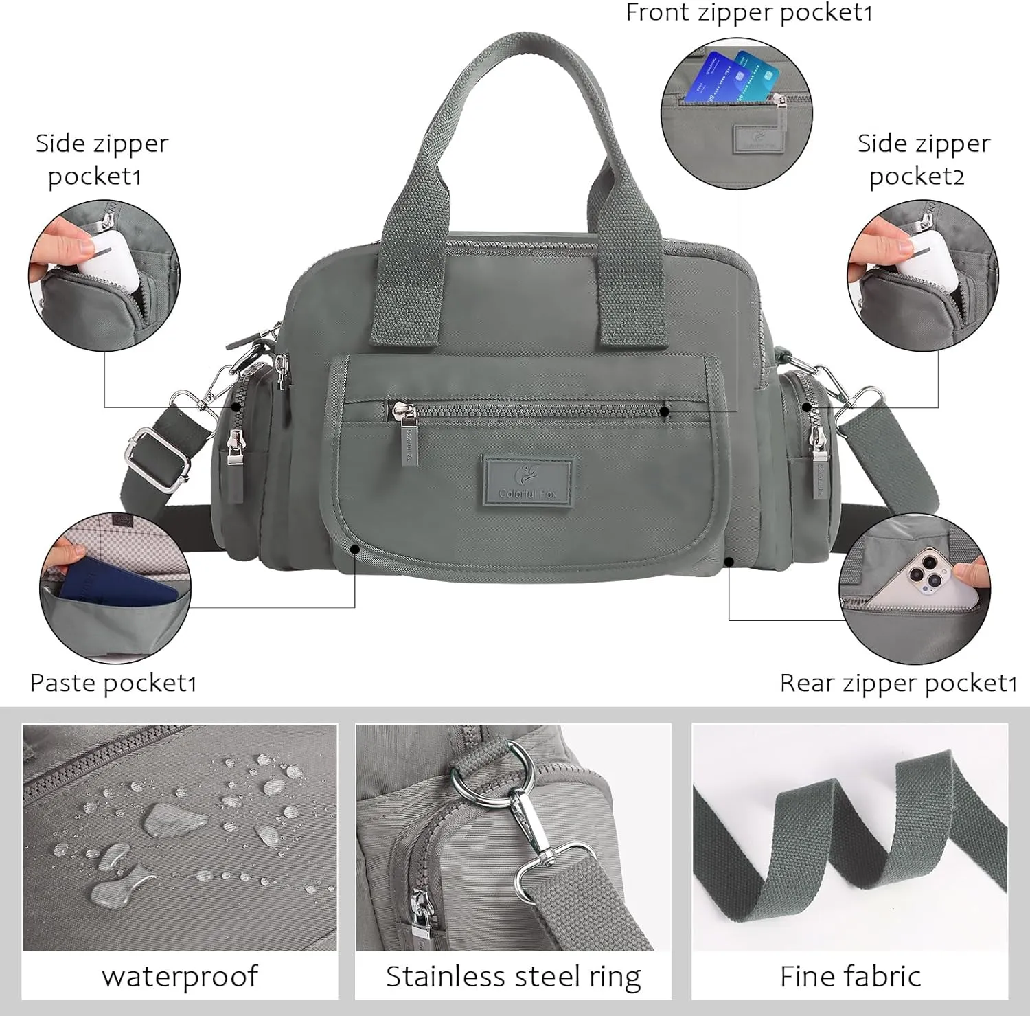 Women's Casual Shoulder Bag, Large Capacity Crossbody Bag, High-Density Nylon Waterproof Travel Wallet