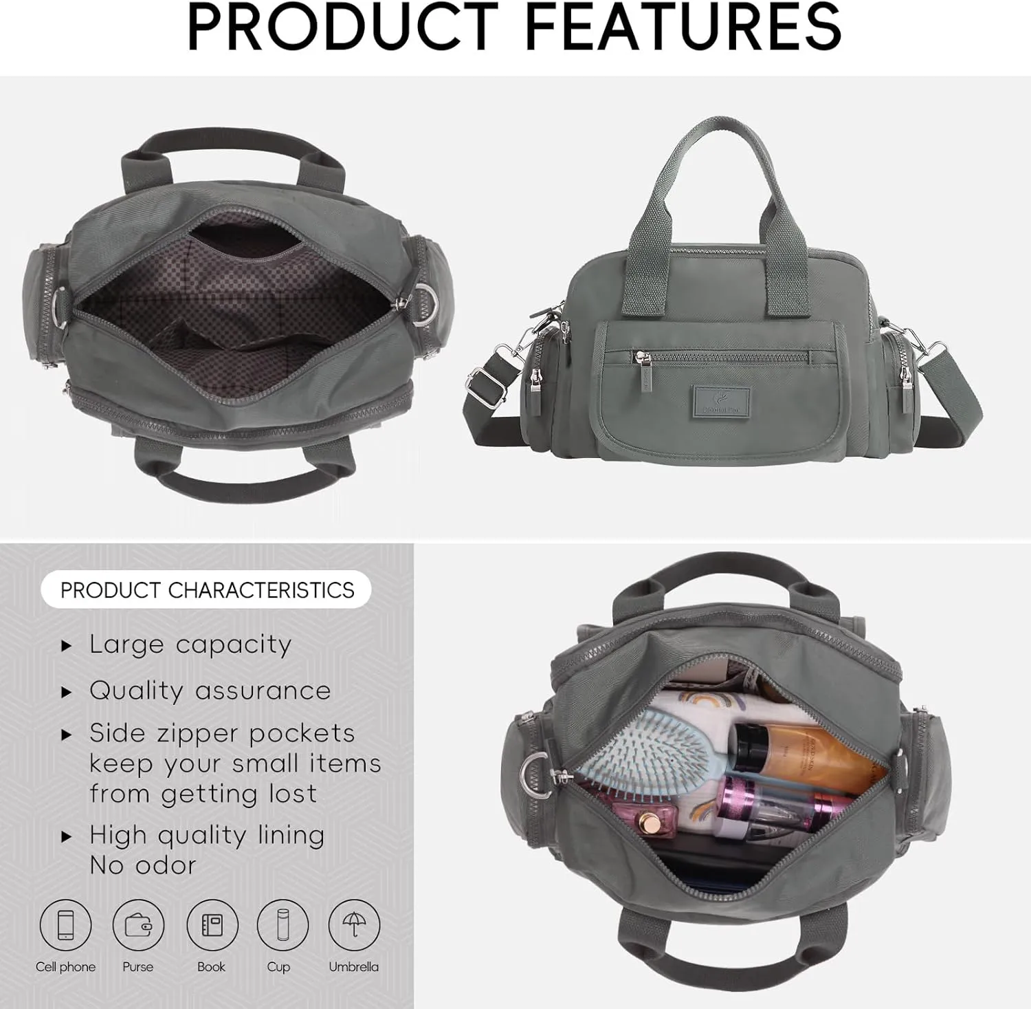 Women's Casual Shoulder Bag, Large Capacity Crossbody Bag, High-Density Nylon Waterproof Travel Wallet
