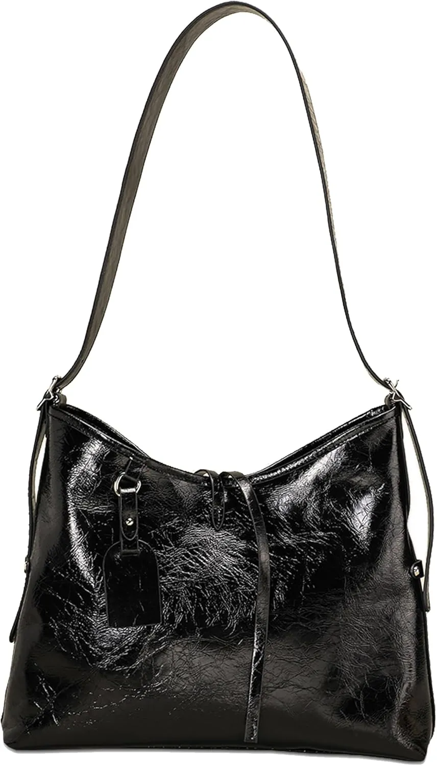 Women's Crossbody Large Capacity Tote Oil Waxed Leather Soft Bag for Casual and Formal Occasions