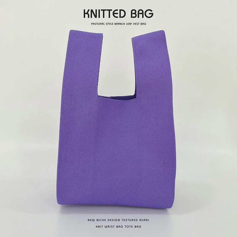 Women's Design Candy Color Simple Knitting Versatile Handbags