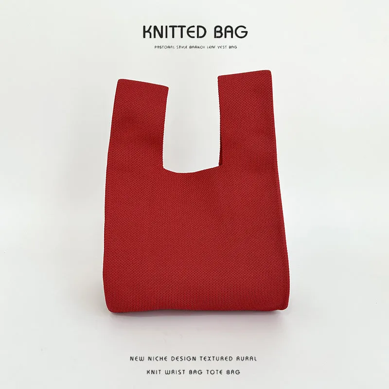 Women's Design Candy Color Simple Knitting Versatile Handbags