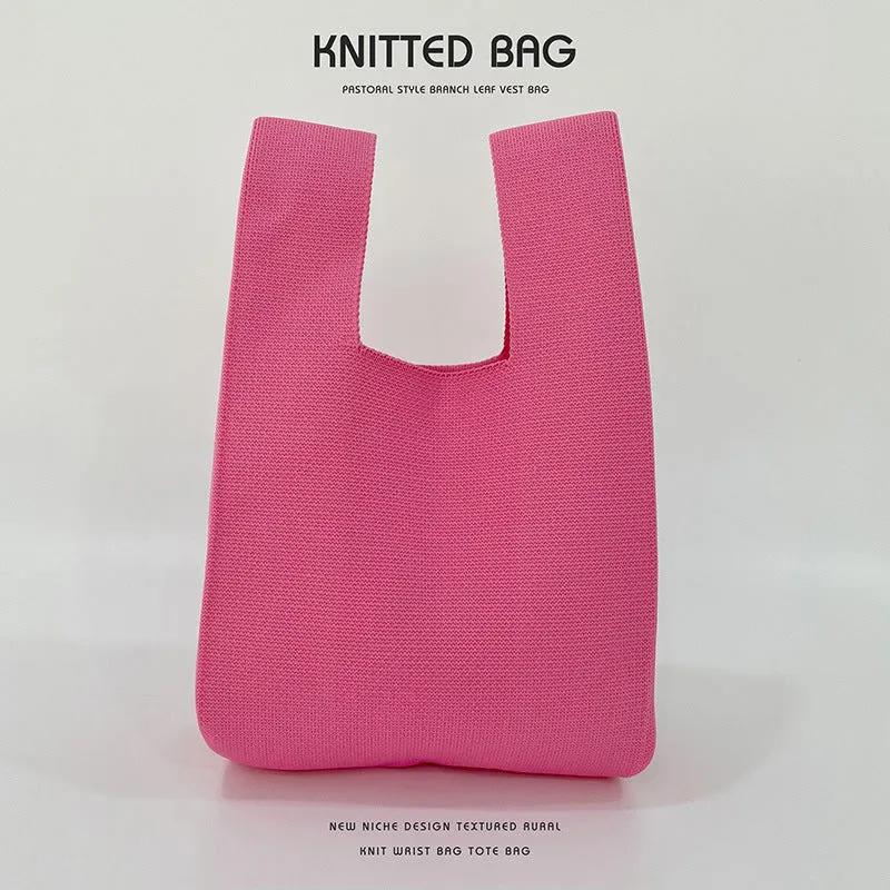 Women's Design Candy Color Simple Knitting Versatile Handbags