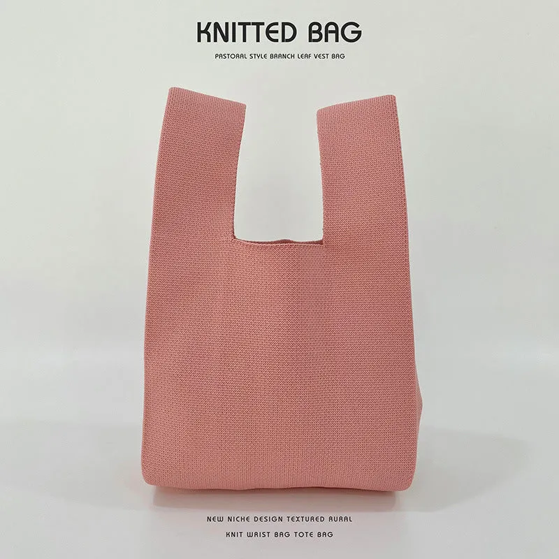Women's Design Candy Color Simple Knitting Versatile Handbags
