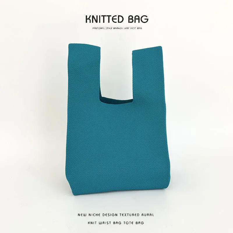Women's Design Candy Color Simple Knitting Versatile Handbags
