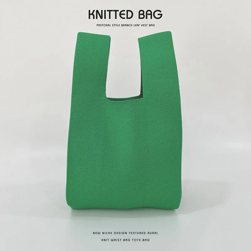Women's Design Candy Color Simple Knitting Versatile Handbags