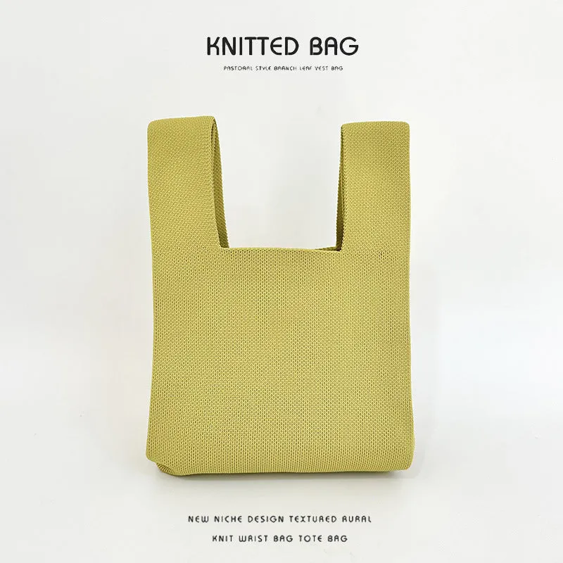 Women's Design Candy Color Simple Knitting Versatile Handbags